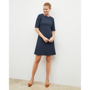 M.M. LaFleur Navy Blue Emily Stretch Knee-Length Square Neck Dress Size 6